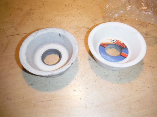2, NEW OLD STOCK, HERTEL WHITE CUP SURFACE TOOL GRINDER CUP WHEELS SHARPENING