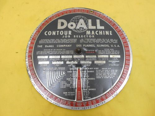 DOALL BAND SAW CUTTING SPEED CHART speed dial job selector bandsaw blade
