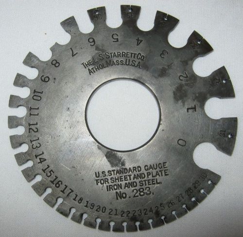 VTG LS Starrett Co. No. 283 US Standard Gauge Sheet &amp; Plate Iron &amp; Steel As Is