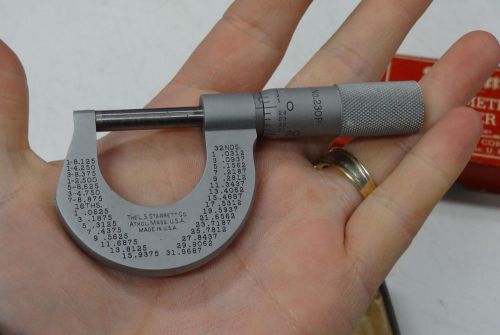 Starrett 230P Micrometer .001 0-1&#034; (1,000ths) Made in Mass. USA