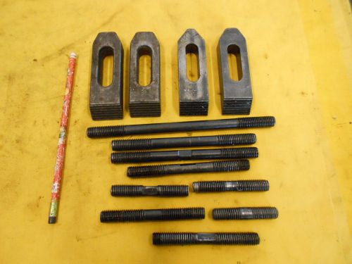 4 MILLING MACHINE TABLE CLAMPS step boring mill work holder tool 4&#034; long &amp; STUDS