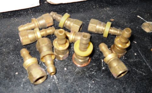 11 pcs hose barb to flare brass fittings  *nos* for sale