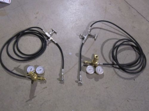 (2) victor pressure regulators 7-0115 w/ 2 swagelok ss-4pdf4 valves for sale