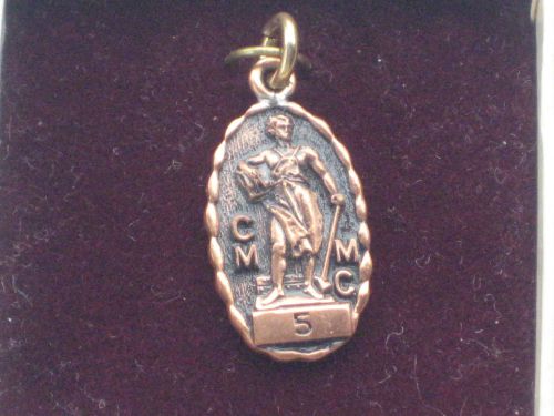 Vintage gordon b. miller company cinti. o. worker copper 5 year charm pendant for sale