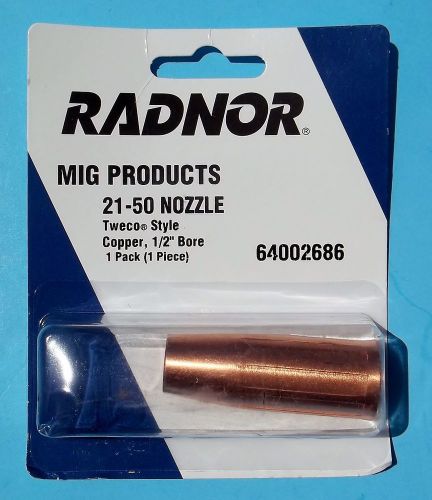 Radnor 64002686 tweco style copper 21-50 nozzle 1/2&#034; bore for sale