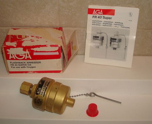 AGA SUPER FLASHBACK ARRESTOR FOR OXYGEN FR-43-OX PLASMA CUTTING TORCHES WELDING