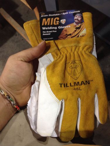 Grain goatskin/split cowhide mig welding gloves for sale