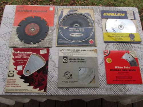 Vintage 6 circular saw blades mf, disston, b&amp;d + lightly used original package for sale