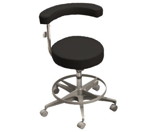 DCI DC5030 Black Satin Round Seat Assistant Stool Dental Assistant&#039;s Chair w Arm