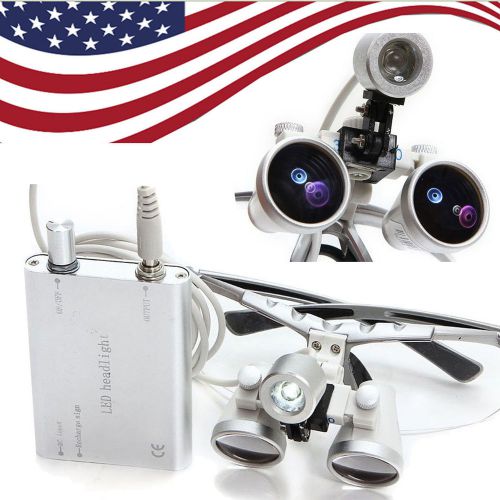 Dental surgical medical binocular loupes 3.5x 420mm led head light lamp from usa for sale
