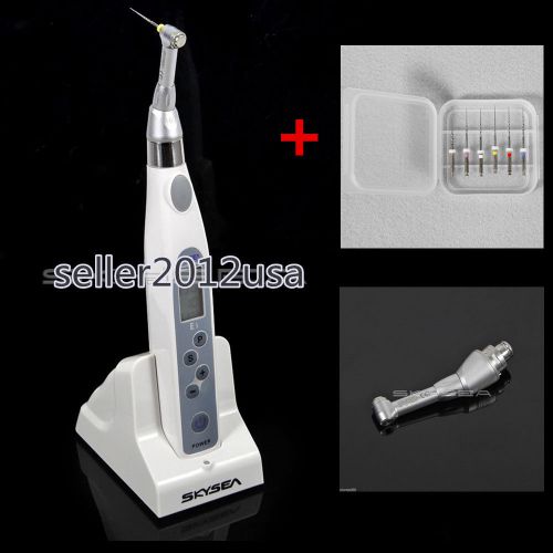 Dental cordless endodontic root canal endo motor 16:1 contra angle head + 6 tips for sale