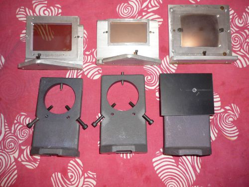 Optical table lot of 5 lens &amp; mirror mounts for sale
