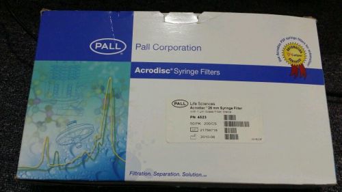Pall acrodisc 25mm syringe filter with 1 ?m glass fiber media pn-4523 (qty-200) for sale