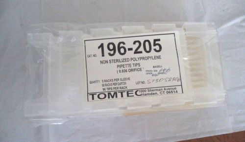 Tomtec polypropylene pipette tips 196-205 5 racks / 480 tips for sale