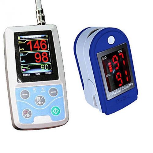 ABPM50 24Hours Ambulatory Blood Pressure Monitor + 3 free cuffs Blue SPO2 Good