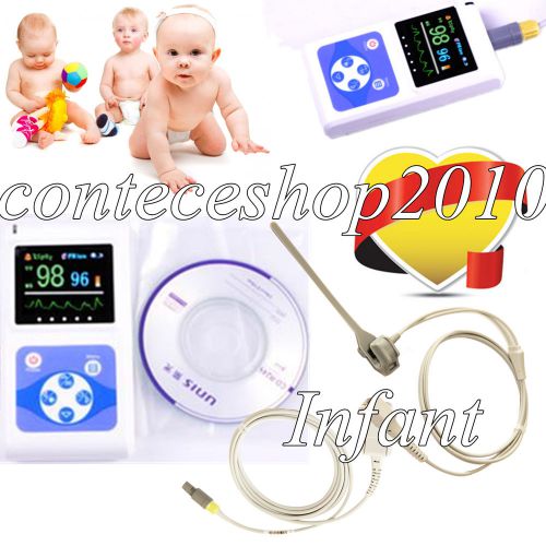 Ce,contec, oled handheld fingertip pulse oximeter cms60d + infant probe, free sw for sale
