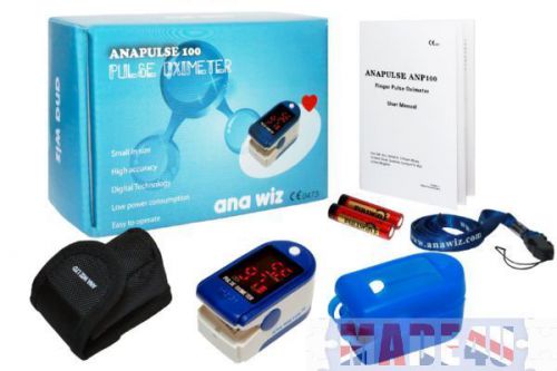 New finger pulse oximeter w/ led display includes carrycase, batteries &amp; lanyard for sale