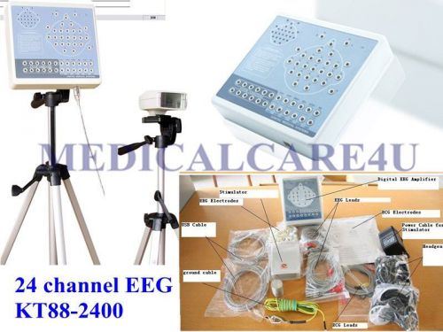 CE 24 channel(19EEG 5multi) EEG machine Digital Brain Mapping systems+tripods+CD