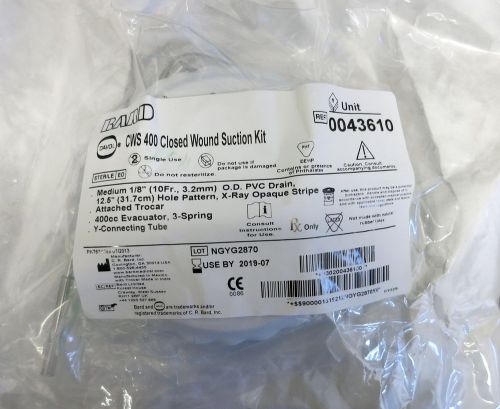 Bard 0043610 davol cws400 closed wound suction kit for sale