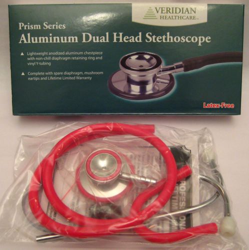 Veridian Prism Series Aluminum Dual Head Stethoscope Model 05-12013 Magenta
