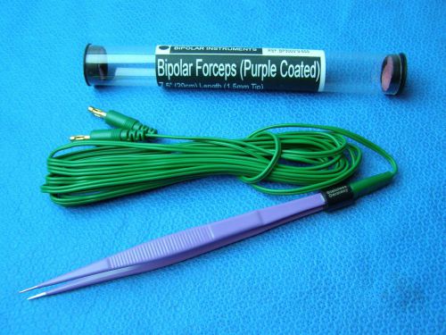 1-Gerald Bipolar Forceps 7.5&#034; Purple ReUsable Electrosurgical Instruments &amp; Cord