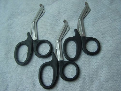 3- Utility Scissors 7.5&#034; BLACK EMT Medical Paramedic Nurse Scissors