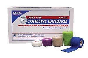 DUKAL COHESIVE BANDAGES, 3 X 5 YDS, LATEX-FREE, NON-STERILE, ASSORTED, 24 RL/CS