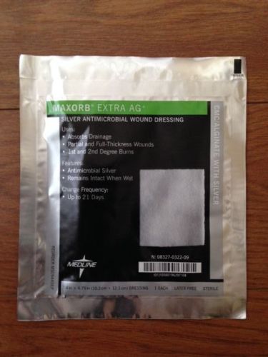 Medline maxsorb extra ag 4&#034;x4.75&#034; lot of 6 #msc9445ep silver wound dressing for sale