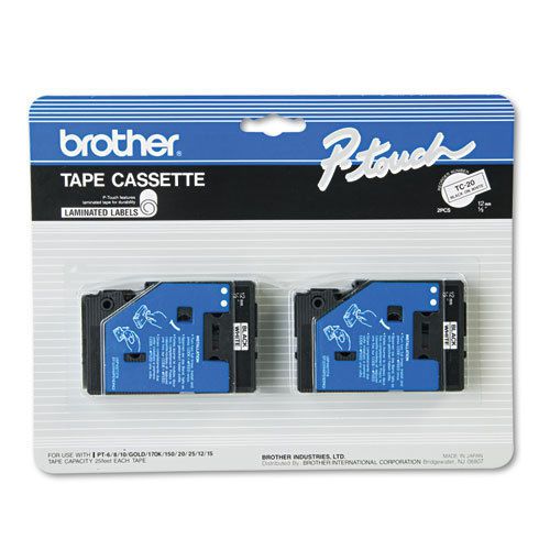 Brother P-Touch TC Tape Cartridges for Labelers 1/2w, Blk on Wht, 3 Packs of 2