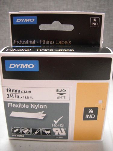 Dymo 18489 rhino 3/4&#034; x 11.5&#039; 19mm x 3.5mm white flexible nylon labels lot of 25 for sale