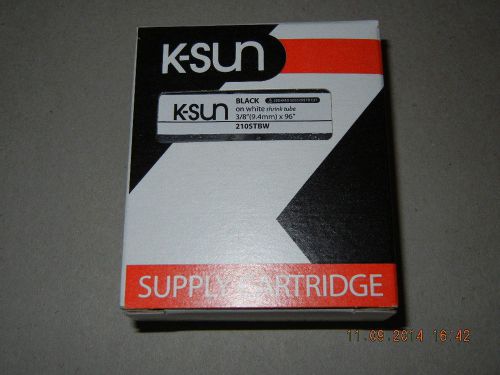 K-Sun 210STBW 3/8 inch Shrink Tube BLACK on White Label Cartridge, Brand New