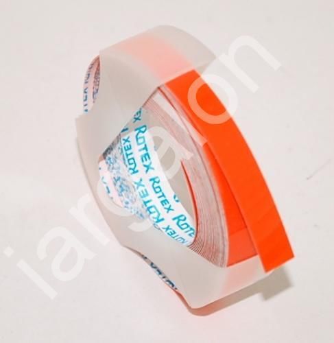 Rotex embossing Tape Glossy Orange 1/4&#034; x 12 Ft NEW Label Labeling