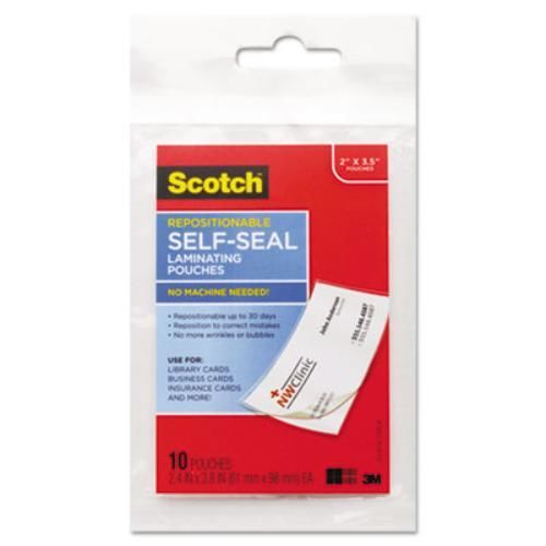 3m LSR85110G Self-sealing Laminating Pouches, 9 Mil, 3 4/5 X 2 2/5, Business