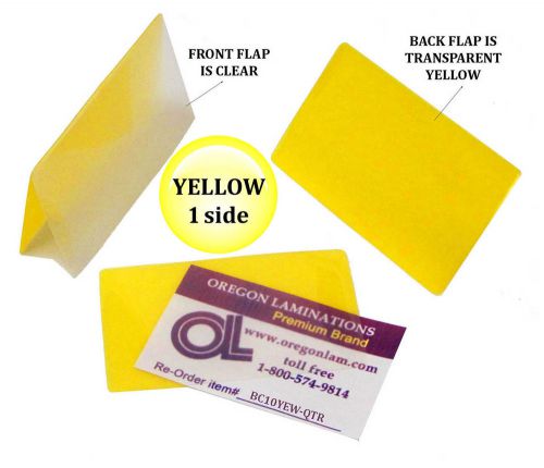 Yellow/clear business card laminating pouches 2-1/4 x 3-3/4 qty 25 by lam-it-all for sale