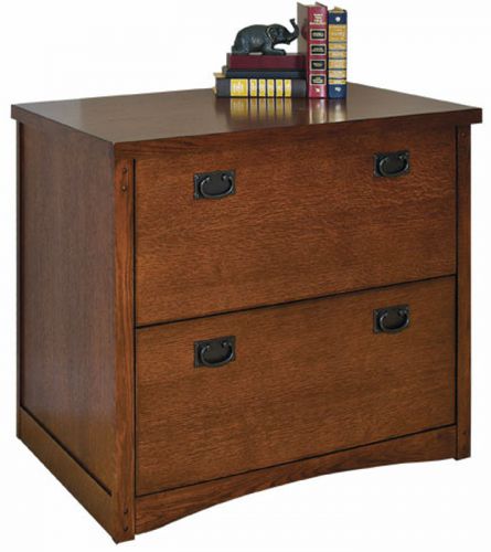 Mission oak locking lateral wood file cabinet for sale