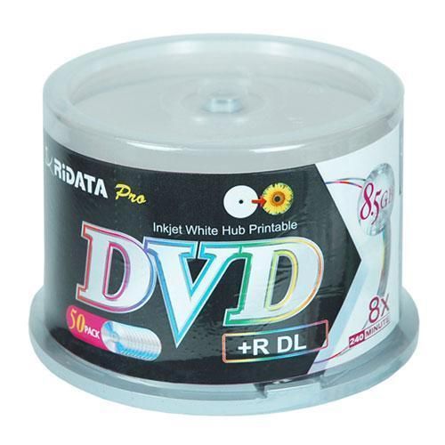 50 ridata 8x dvd+r white inkjet double layer dl hub printable dvd disk free ship for sale