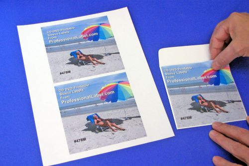 CD, DVD, or Blu-ray Printable Sleeve Labels 50 Sheets Matte #478M