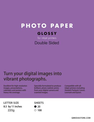 Professional Double-Sided Glossy Photo Inkjet Paper 8.5 x 11 inches (210g)