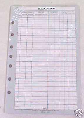 NEW 25-PAGE MILEAGE LOG REFILL FOR ORGANIZERS 5.5 X 8.5