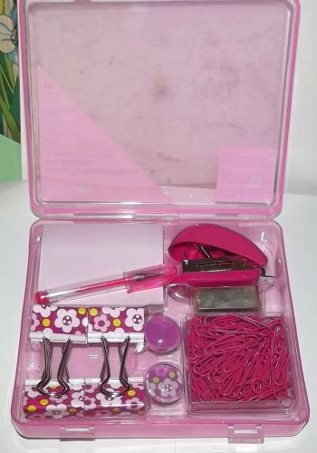 OFFICE GIFT SET~ PINK PURPLE DESK ACCESSORIES ~FLORAL THUMB TACKS  ~US  SELLER