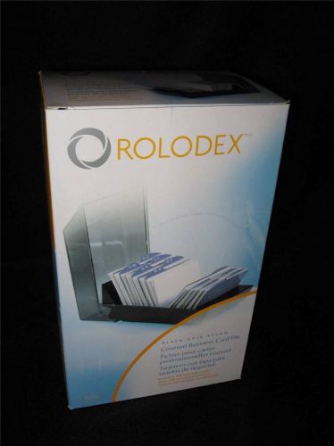 NEW ROLODEX Black Covered Business Card File, A-Z Tabs + 200 Sleeved Cards 67208