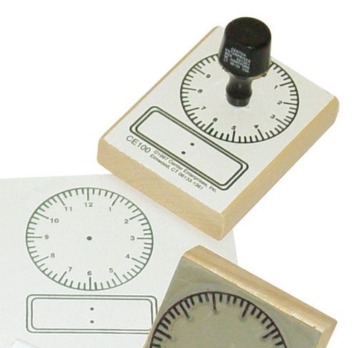Large 2.25 inch clock rubber stamper/ time educational teaching  aid ink toy sta for sale