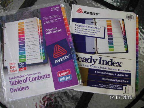 Avery Ready Index Dividers 11127 January-December Multi-Color Tabs Laser InkJet