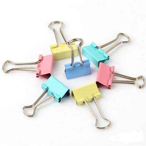Fash15pcs colorful metal binder clips paper 15mm office supplies color random for sale