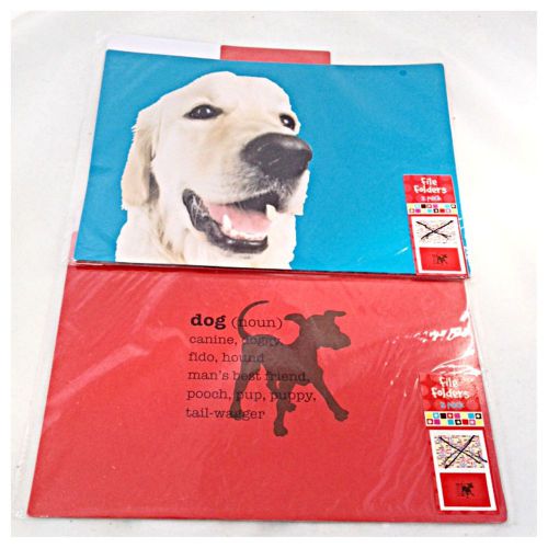 2 New Puppy DOG Design FILE FOLDERS for Pet Files Office Home Golden Retriever