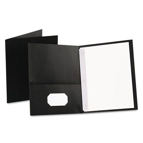Twin-Pocket Folders with 3 Fasteners, Letter, 1/2&#034; Capacity, Black 25/Box