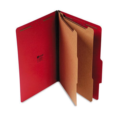 Pressboard classification folders, legal, six-section, ruby red, 10/box for sale