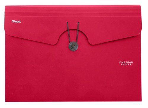 Five Star 6-Pocket Expanding File, 13 x 9.38 Inches, Red (72387) New