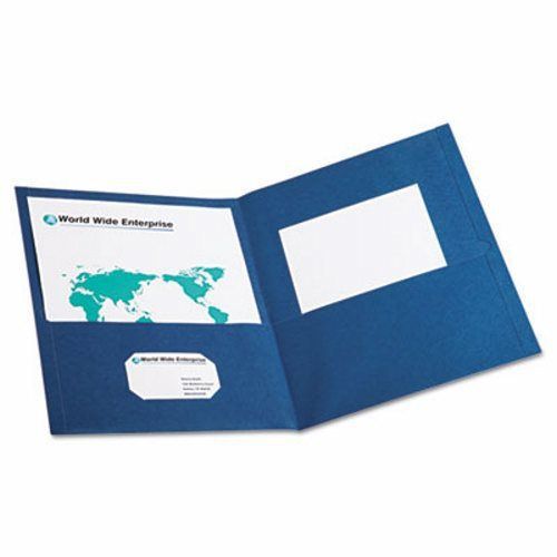 Oxford Twin-Pocket Folder, Embossed Leather Grain Paper, Blue (OXF57502)