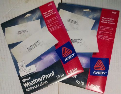 2 Packs: Avery 5510 White WeatherProof Laser Labels - 1&#034; x 2 5/8&#034;:  1,500 Labels